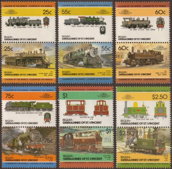1985 Leaders of the World 4th Series Locomotives Stamps 1985 Leaders of the World 4th Series Locomotives Stamps